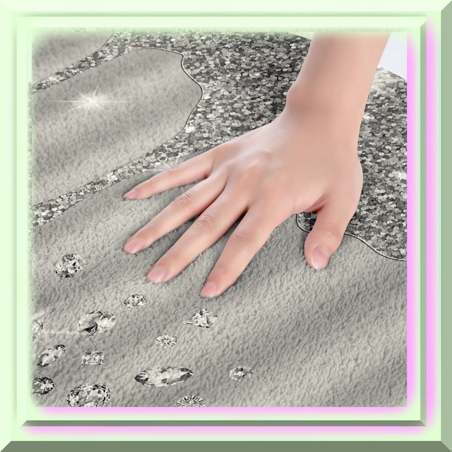 Silver Glitter Print Non Slip Bath Mat 16"x24"