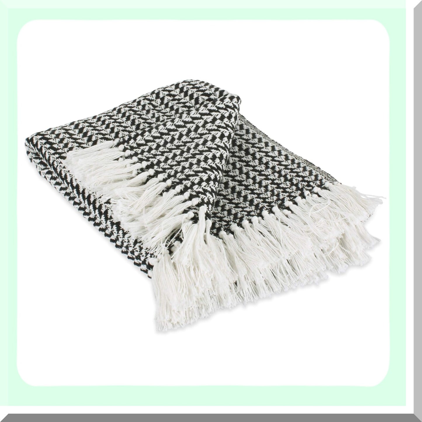 Black Arrowhead Woven Throw Blanket with Fringe - 50x60