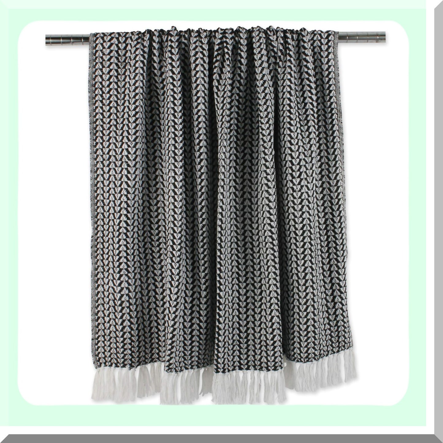 Black Arrowhead Woven Throw Blanket with Fringe - 50x60