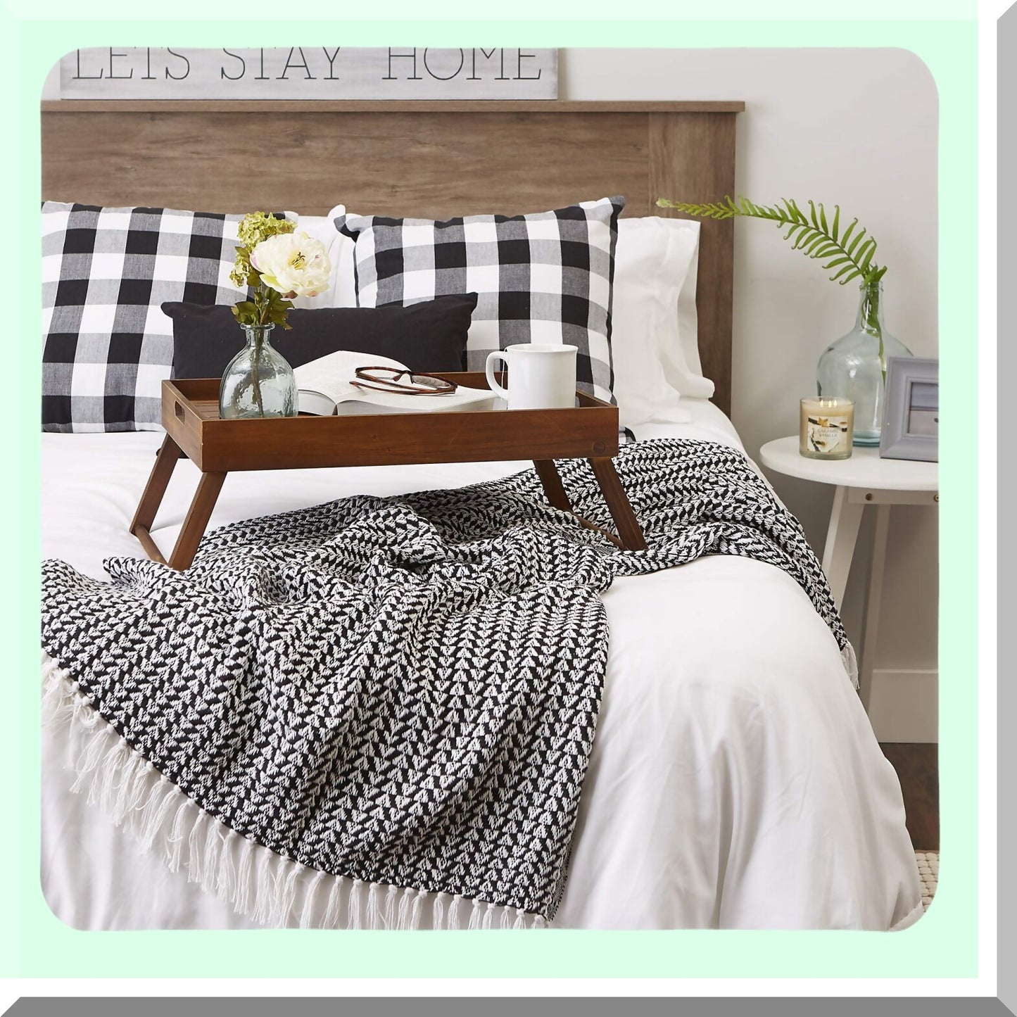 Black Arrowhead Woven Throw Blanket with Fringe - 50x60