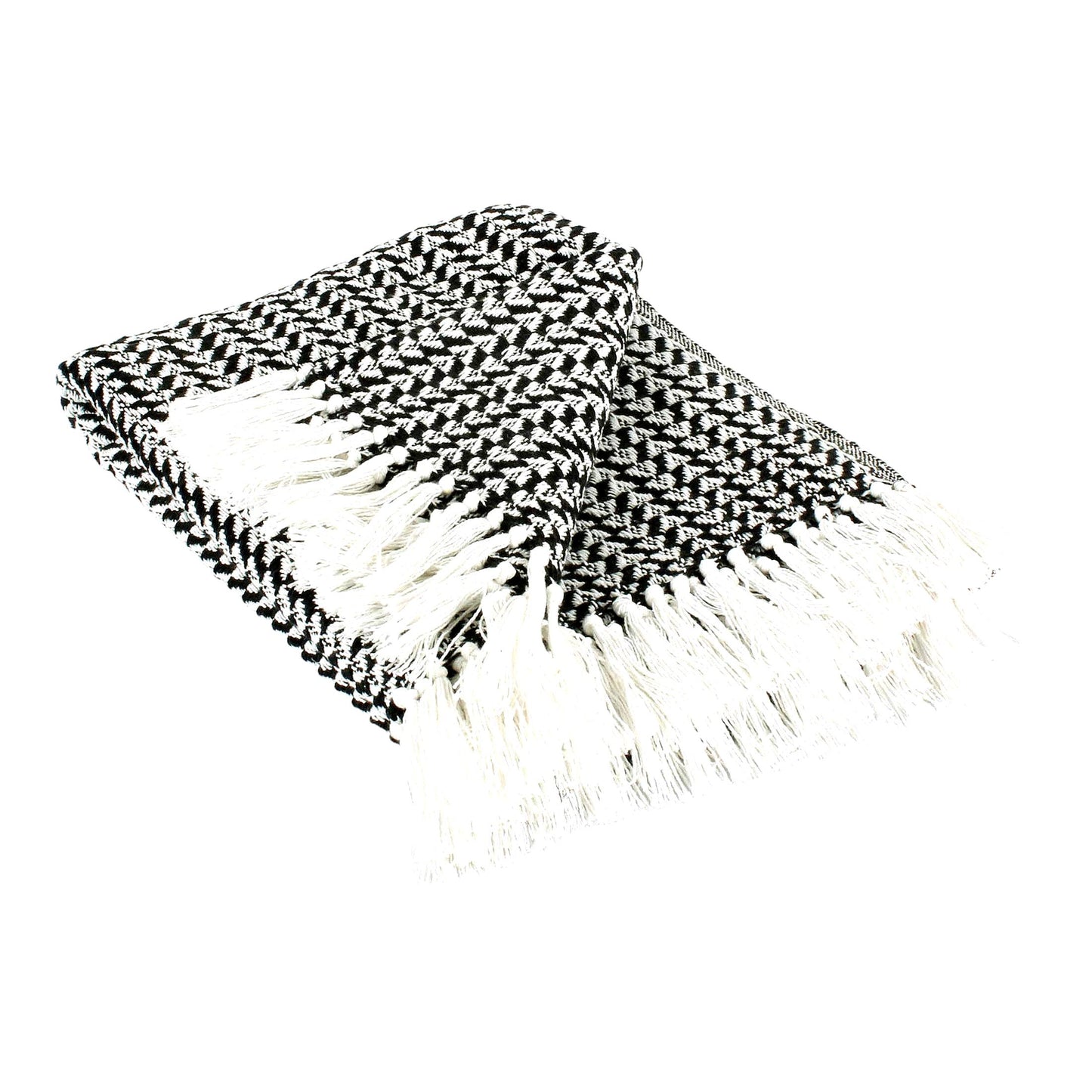 Black Arrowhead Woven Throw Blanket with Fringe - 50x60