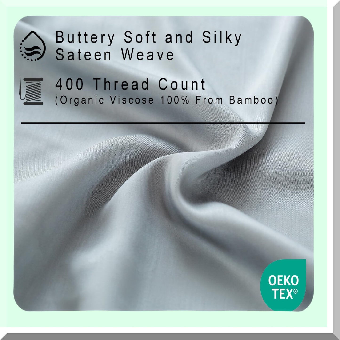 CoolBamboo Cal Size Sheet Set - 100% Pure Viscose, 400TC Cooling Bed Sheets, 16 Inch Deep Pocket, 4 Piece Silky Soft Luxury Set in Light Gray.