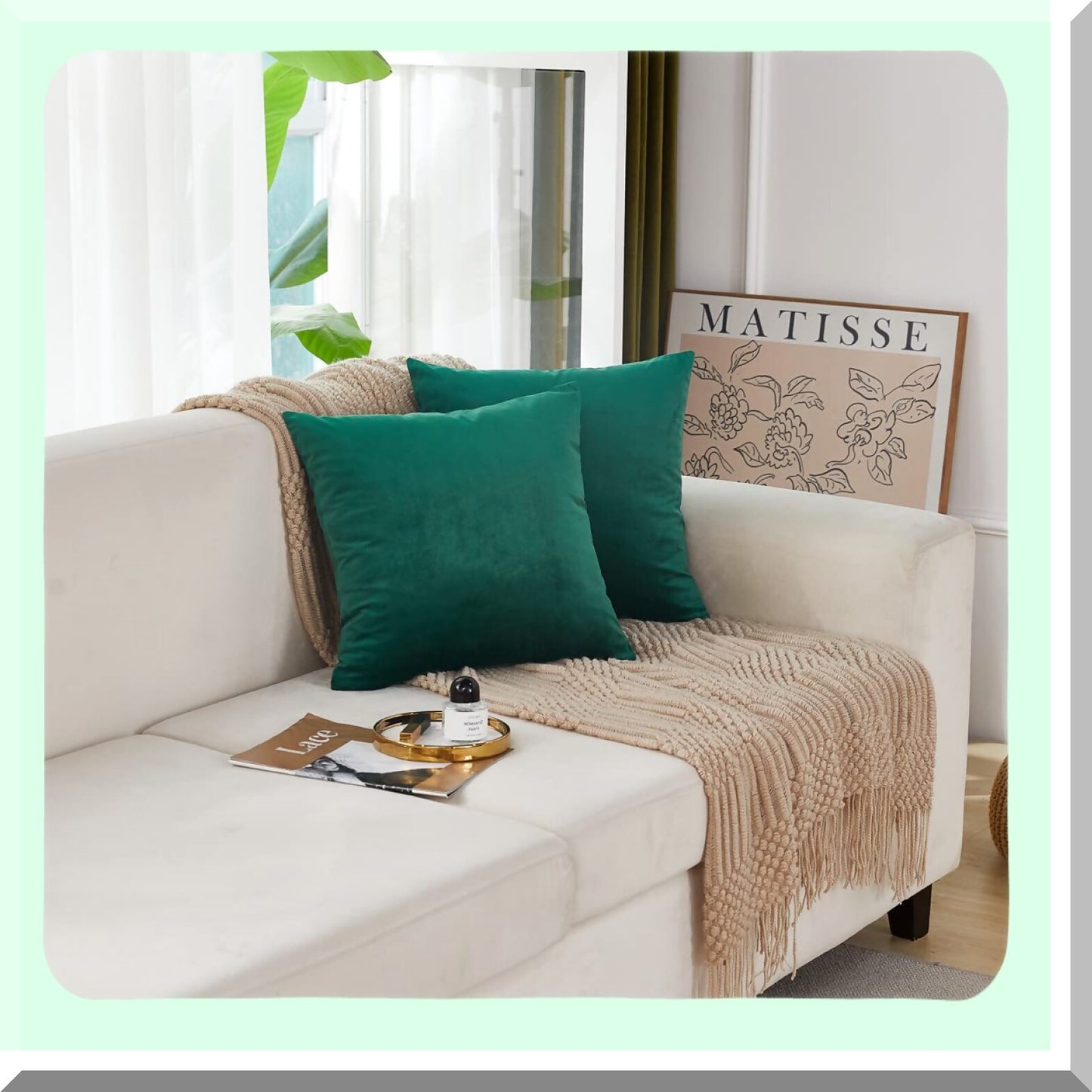 Plush Cozy Velvet Pillowcase Set - 18x18 Inches - 2 Pack - Soft Decorative Cushion Cover for Sofa, Couch, Bed - Farmhouse Style - Dark Green