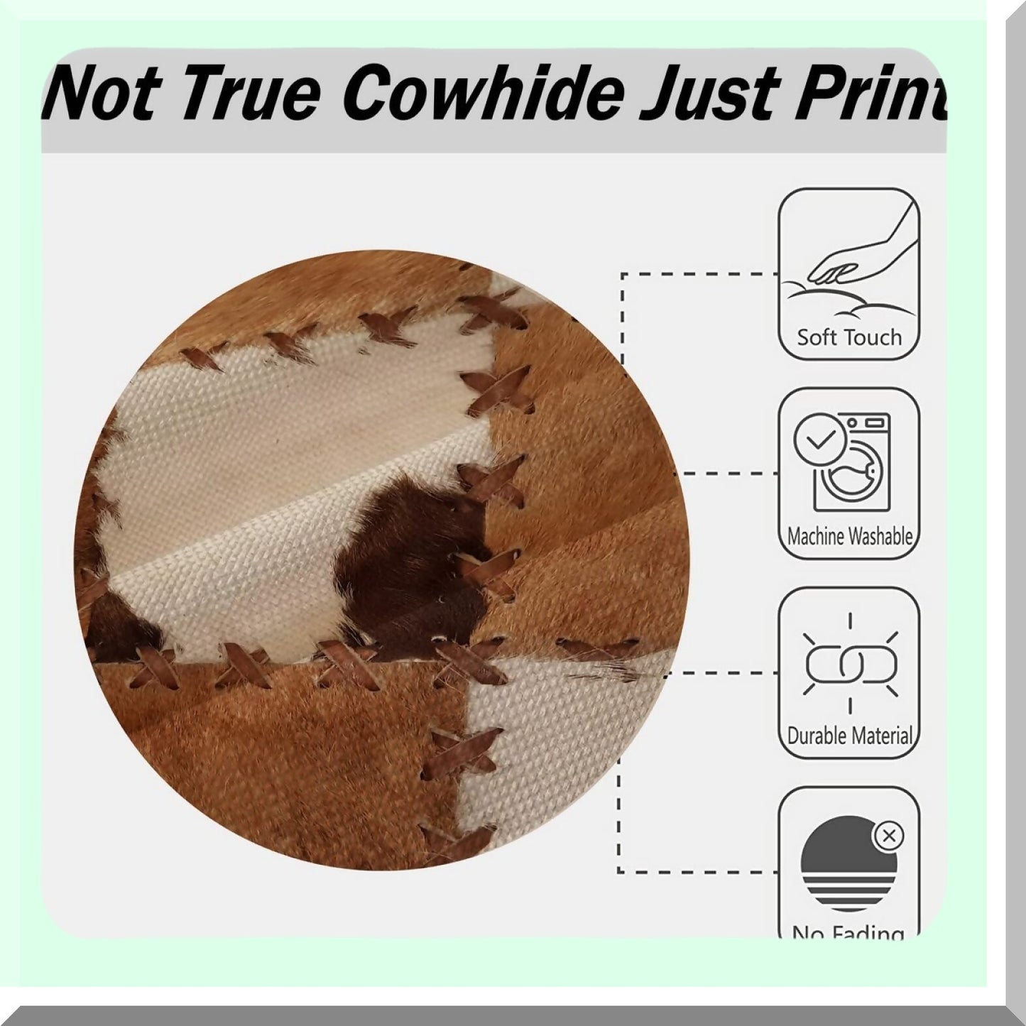 Cowhide Patchwork Pillow Covers - Set of 2, Western Cow Print Decorative Cushion Cases for Bedroom & Living Room, Cowboy Cowgirl Accent Covers - Brown & White 18x18