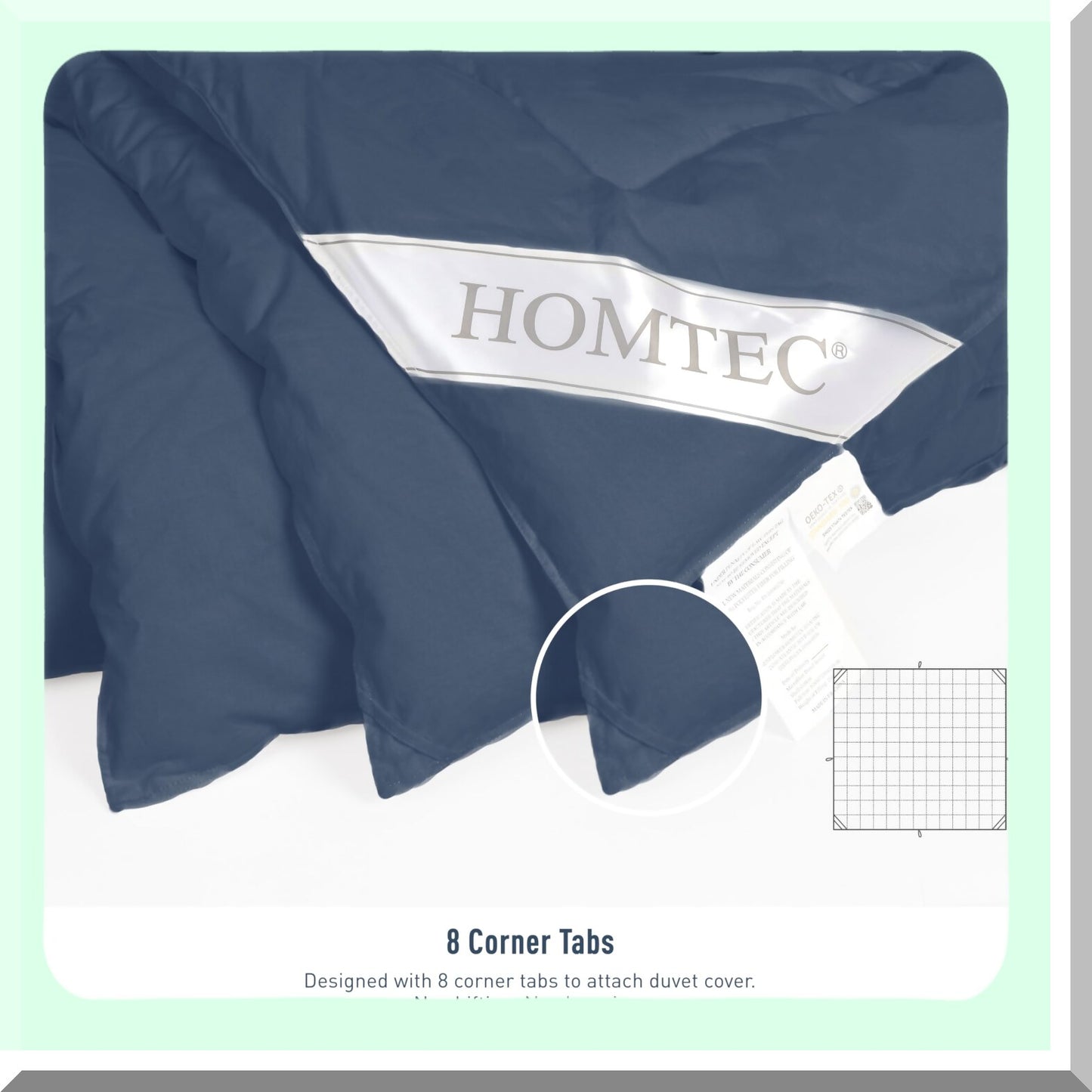 Navy Blue Cotton All Season Duvet Insert - Quilted Fluffy Down Alternative Comforter - Lightweight & Breathable - 8 Corner Tabs - Soft & Cozy