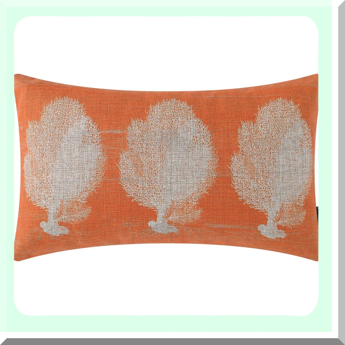 Nautical Coral Linen Pillow Cover - Retro Decorative Cushion Case for Sofa Couch - Orange 12x20 inches - PL889TR