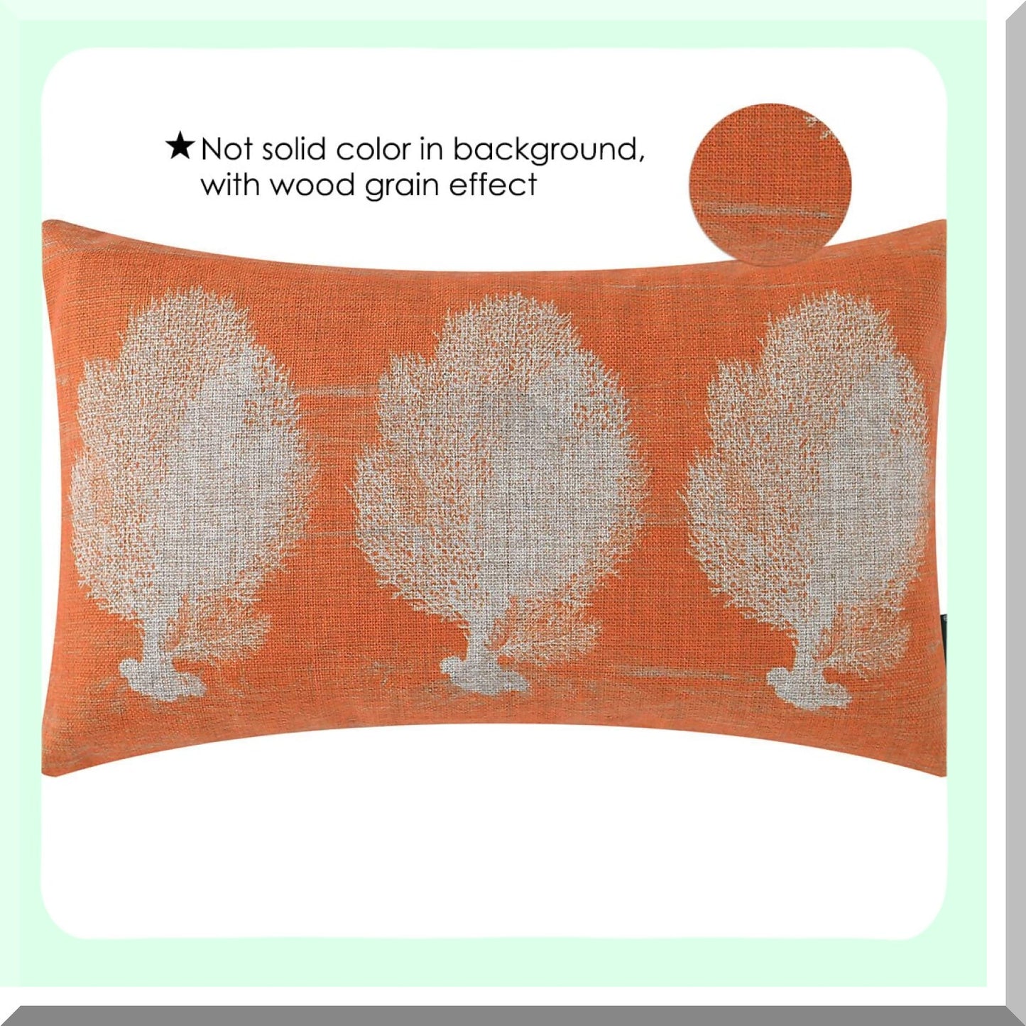 Nautical Coral Linen Pillow Cover - Retro Decorative Cushion Case for Sofa Couch - Orange 12x20 inches - PL889TR