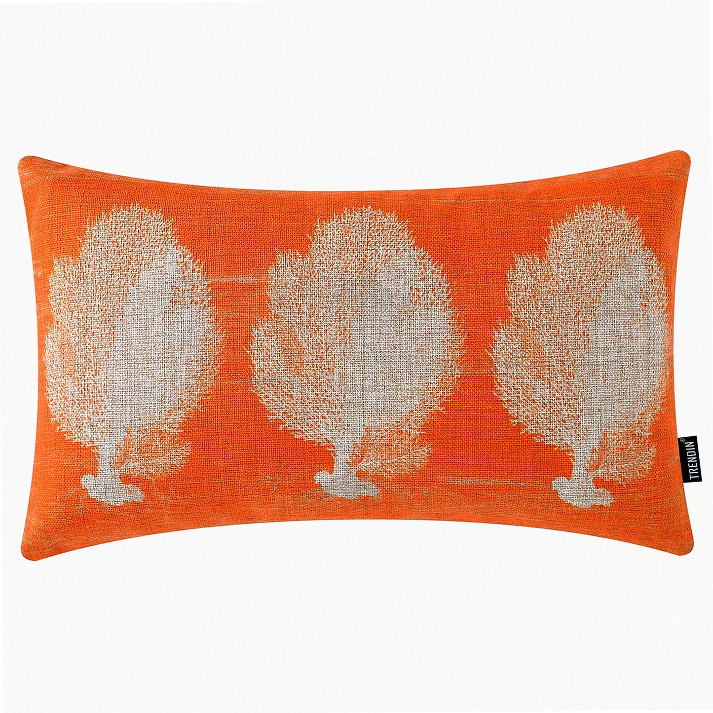 Nautical Coral Linen Pillow Cover - Retro Decorative Cushion Case for Sofa Couch - Orange 12x20 inches - PL889TR