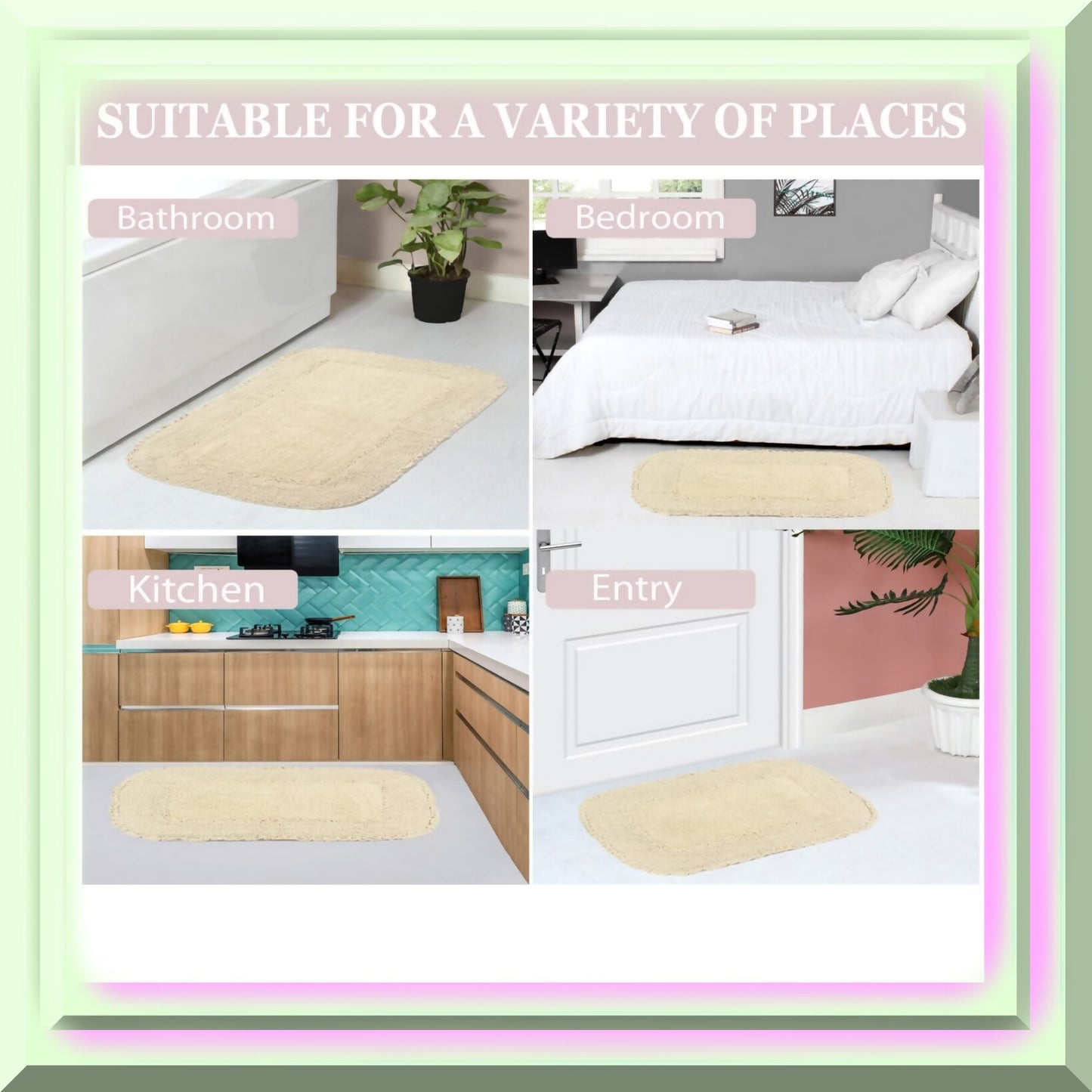 Radiant Collection Ivory Cotton Bathroom Rug Set