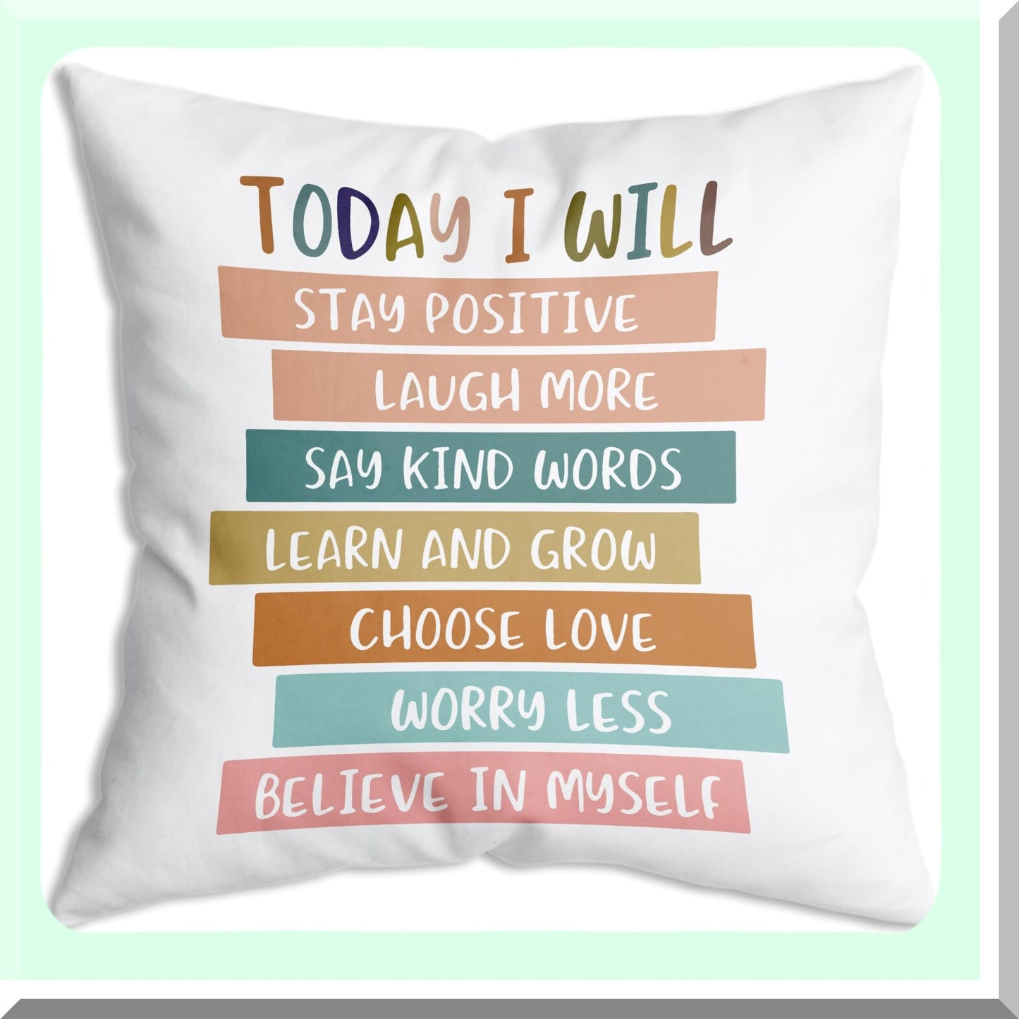 Affirmation Kids Room Decor Pillow Covers - Positive Throw Cushion Cover for Sofa 18x18 inch, Nursery Homeschool Art