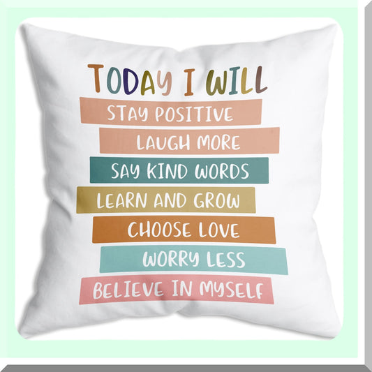 Affirmation Kids Room Decor Pillow Covers - Positive Throw Cushion Cover for Sofa 18x18 inch, Nursery Homeschool Art