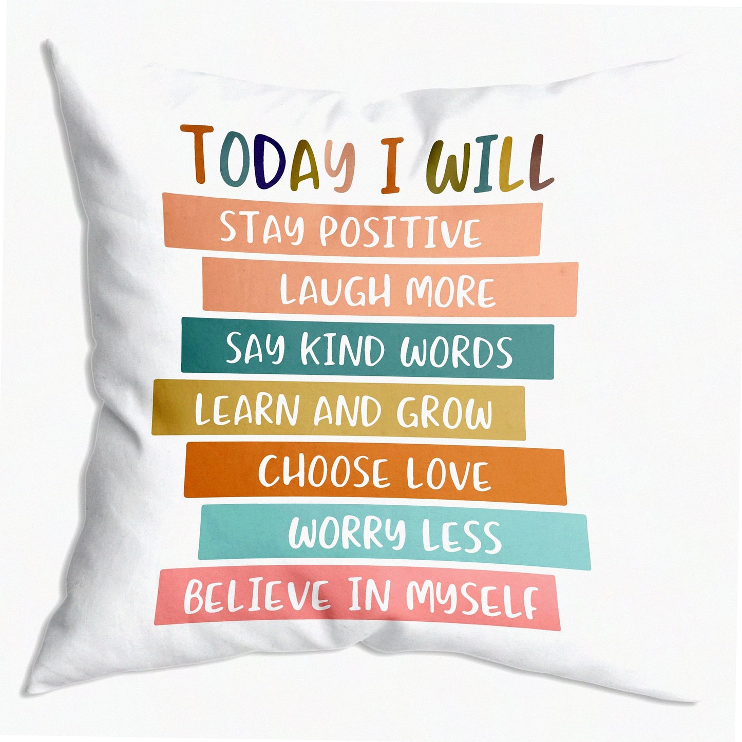 Affirmation Kids Room Decor Pillow Covers - Positive Throw Cushion Cover for Sofa 18x18 inch, Nursery Homeschool Art