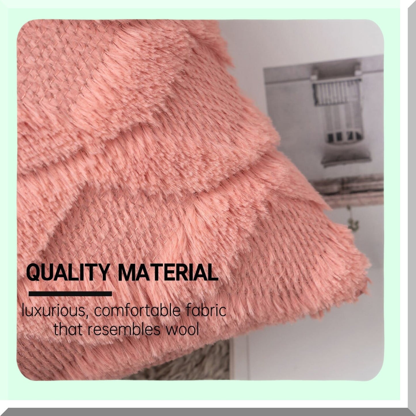 Spring Shells Wool Pillowcase Set - Coral Red 18x18 Decorative Throw Pillow Covers for Farmhouse Couch, Boho Bedroom & Living Room Sofa - Soft Plush Texture