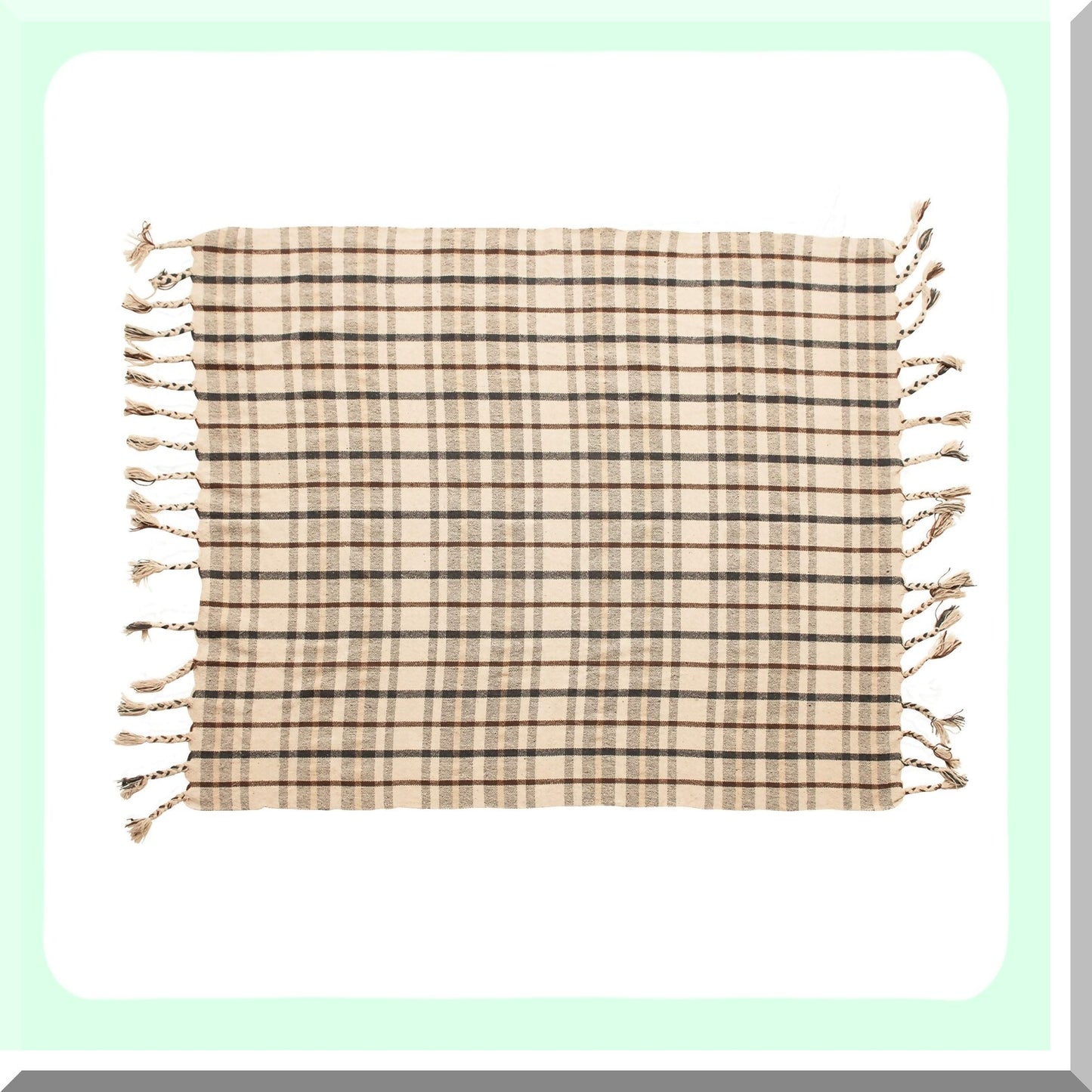 EcoWeave Charcoal & Brown Recycled Cotton Plaid Throw
