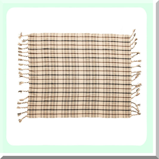EcoWeave Charcoal & Brown Recycled Cotton Plaid Throw