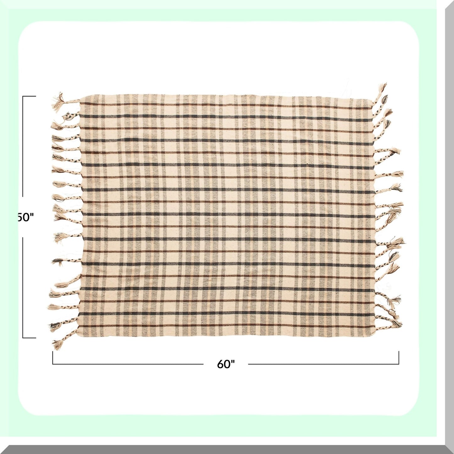 EcoWeave Charcoal & Brown Recycled Cotton Plaid Throw