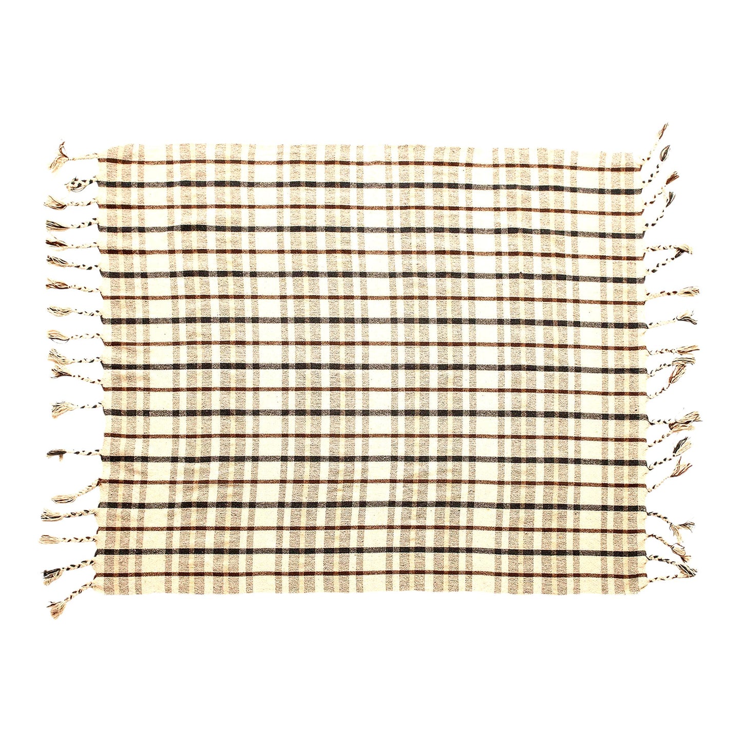 EcoWeave Charcoal & Brown Recycled Cotton Plaid Throw