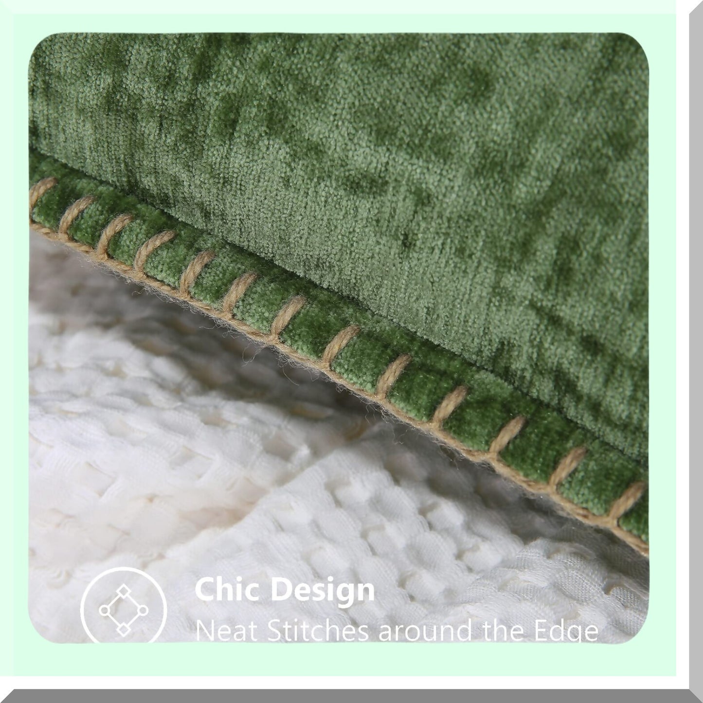 Spring Farmhouse Chenille Velvet Throw Pillow Covers - Set of 2, Decorative Square Cushion Covers with Stitched Edge for Couch Sofa Bed - Forest Elf Theme