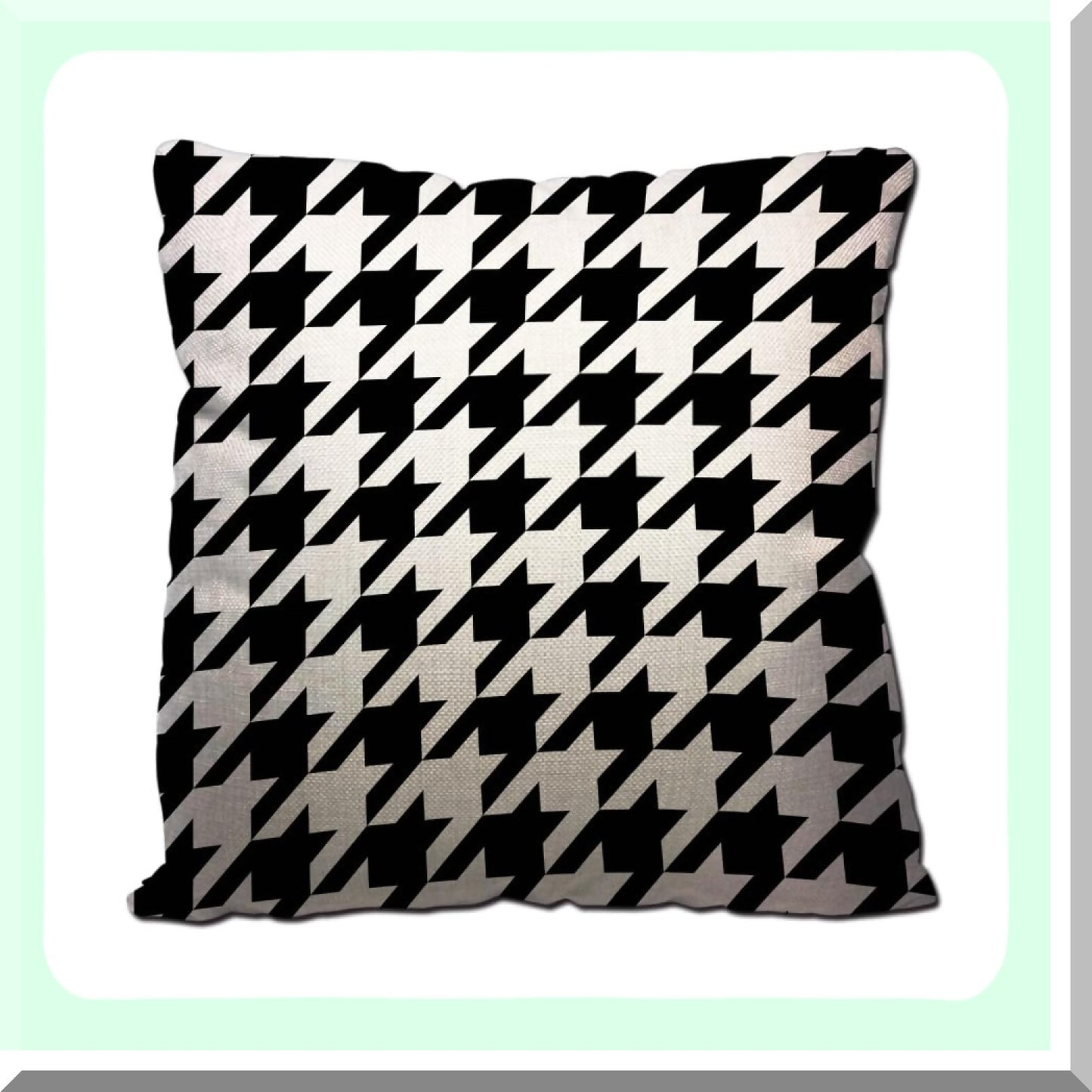 Modern Plaid Monochrome Cushion Covers - Set of 2 | Black & White Houndstooth Throw Pillow Cases | Decorative Linen Covers for Couch & Sofa