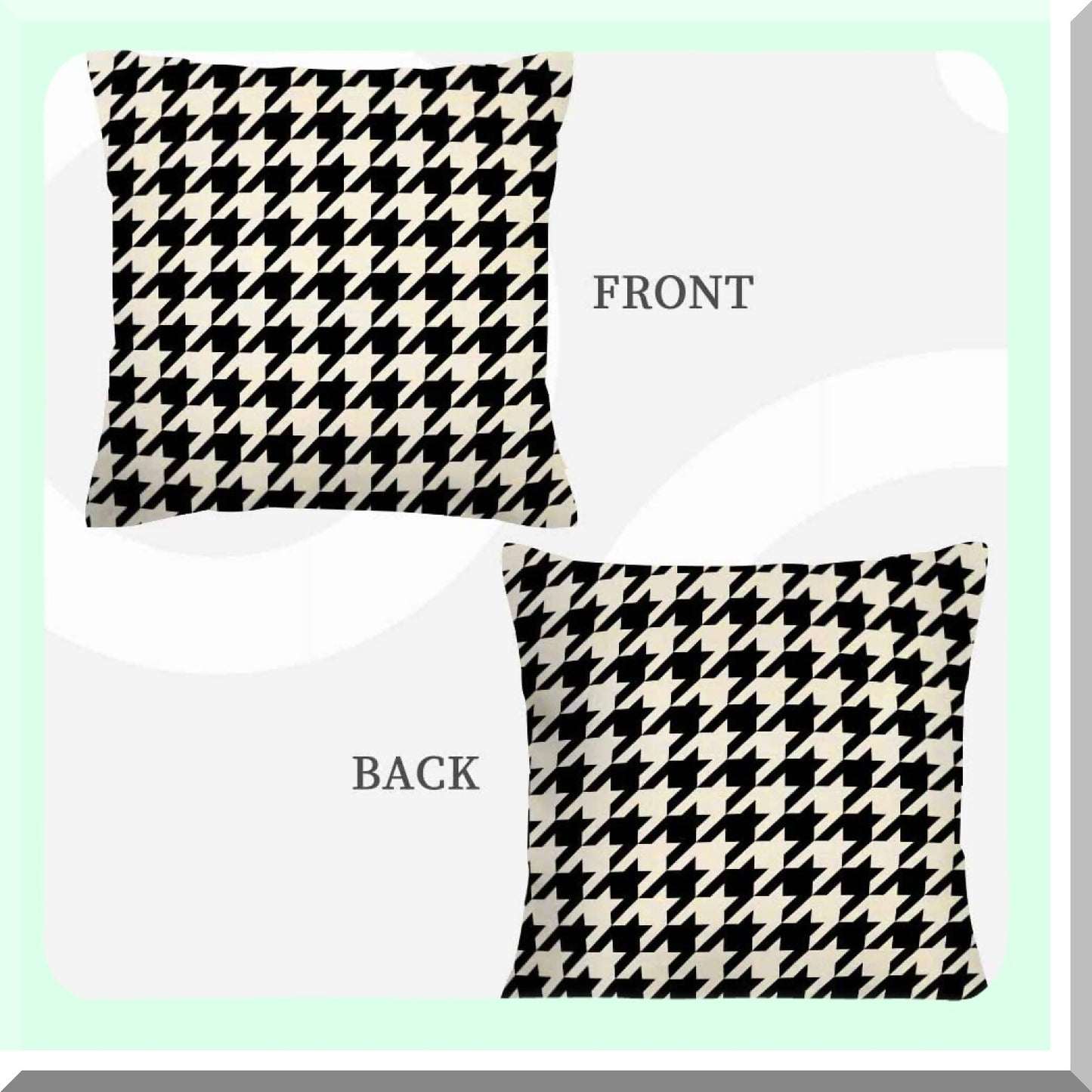 Modern Plaid Monochrome Cushion Covers - Set of 2 | Black & White Houndstooth Throw Pillow Cases | Decorative Linen Covers for Couch & Sofa