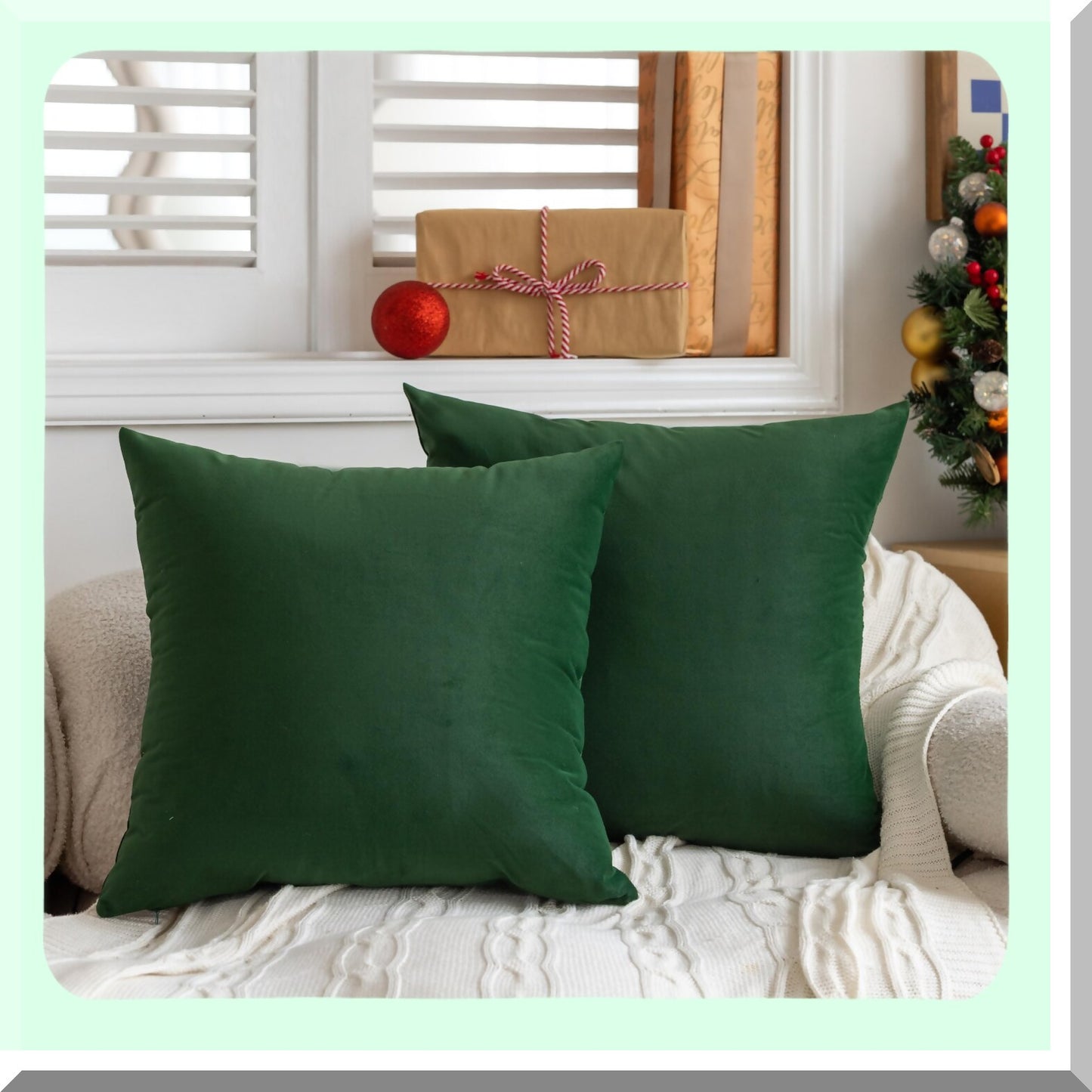 Velvet Army Green Pillowcase Set - Soft Square Cushion Covers for Bedroom & Living Room Decor - 18x18 Throw Pillow Covers for Indoor & Outdoor