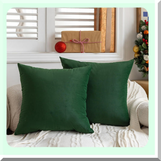 Velvet Army Green Pillowcase Set - Soft Square Cushion Covers for Bedroom & Living Room Decor - 18x18 Throw Pillow Covers for Indoor & Outdoor