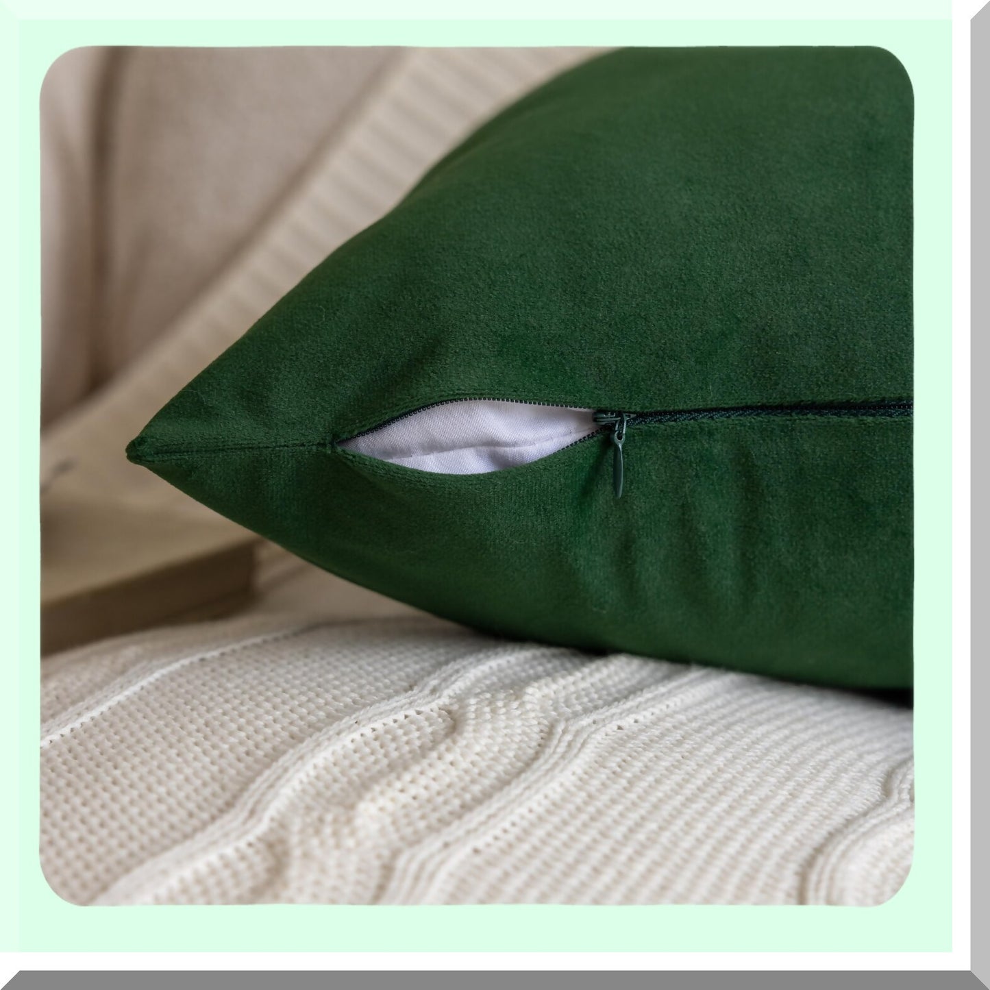 Velvet Army Green Pillowcase Set - Soft Square Cushion Covers for Bedroom & Living Room Decor - 18x18 Throw Pillow Covers for Indoor & Outdoor