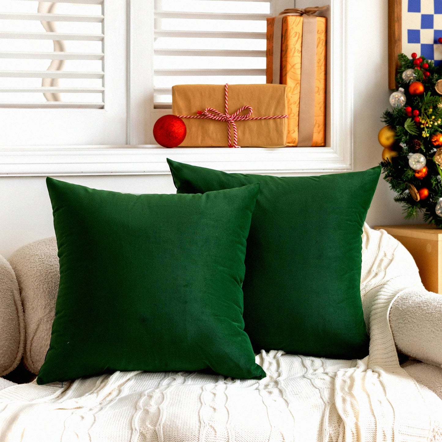Velvet Army Green Pillowcase Set - Soft Square Cushion Covers for Bedroom & Living Room Decor - 18x18 Throw Pillow Covers for Indoor & Outdoor