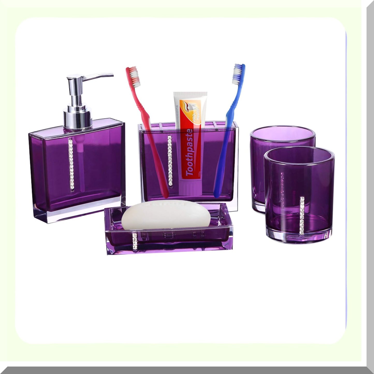 Purple 5-Piece Acrylic Bathroom Accessories Set