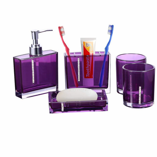 Purple 5-Piece Bathroom Accessories Set