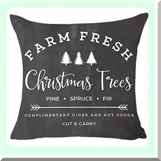 Fresh Farmhouse Tree Decor Pillow Cover Set - 18x18 Inch Sofa Cushion Case, Black Throw Pillows - Rustic Home Accent for Living Room