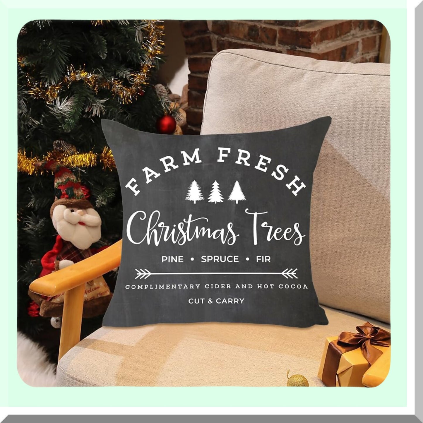 Fresh Farmhouse Tree Decor Pillow Cover Set - 18x18 Inch Sofa Cushion Case, Black Throw Pillows - Rustic Home Accent for Living Room