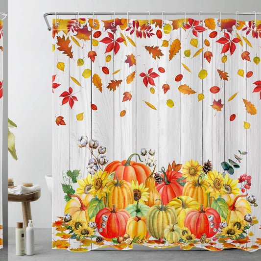 Fall Pumpkin and Sunflower Shower Curtain 72x72 inches