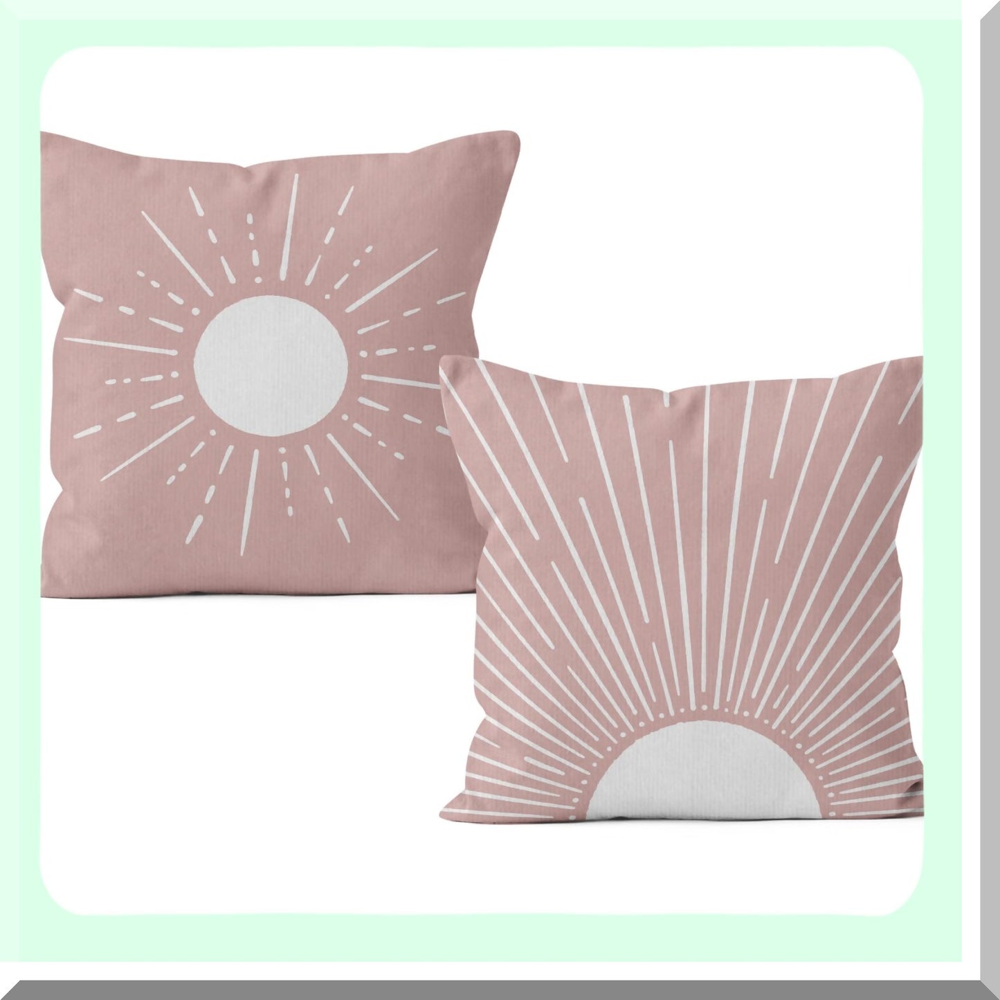 Sunrise Boho Decor Pillowcase Set - Modern Art Sun Sunshine Throw Pillow Cover for Sofa Bed Room Home Decor, Bohemia Style 18x18 Inch Pink Case (Set of 2)