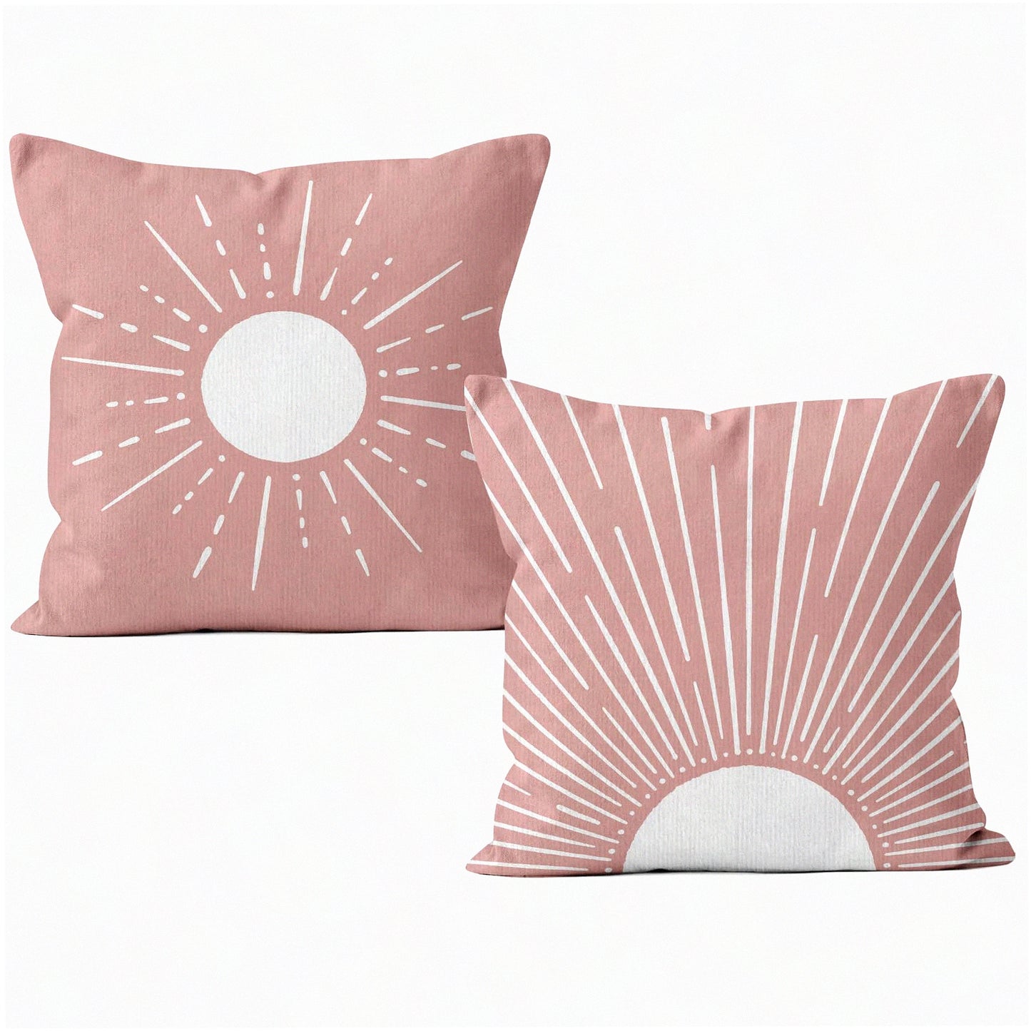 Sunrise Boho Decor Pillowcase Set - Modern Art Sun Sunshine Throw Pillow Cover for Sofa Bed Room Home Decor, Bohemia Style 18x18 Inch Pink Case (Set of 2)