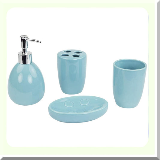 4-Piece Bathroom Accessory Set Turquoise