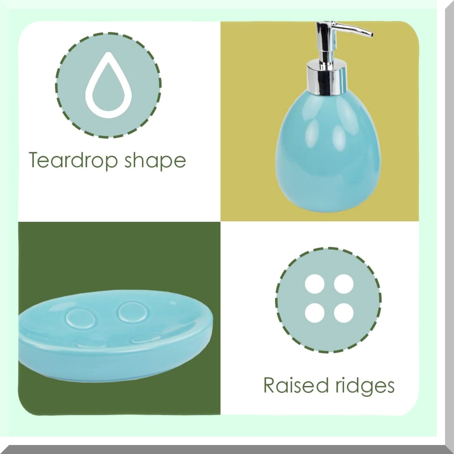 4-Piece Bathroom Accessory Set Turquoise