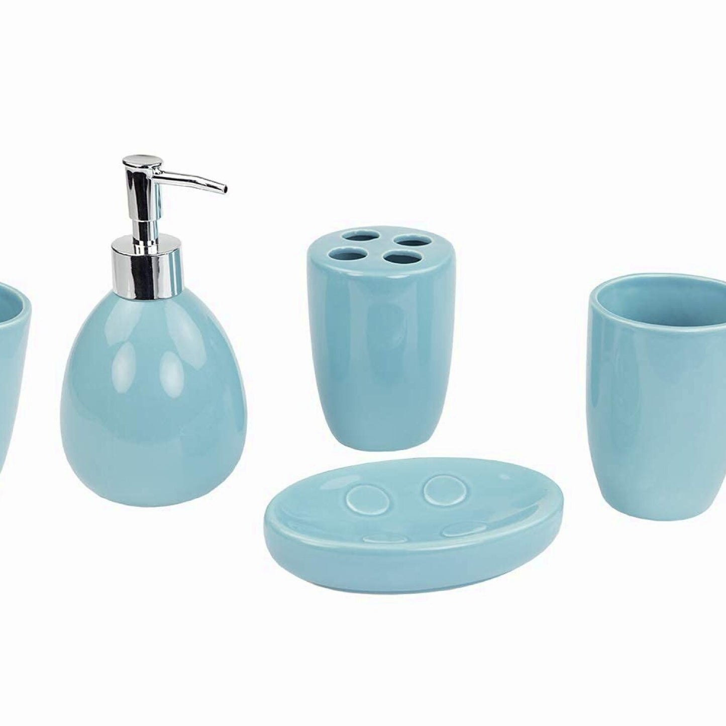 4-Piece Bathroom Accessory Set Turquoise