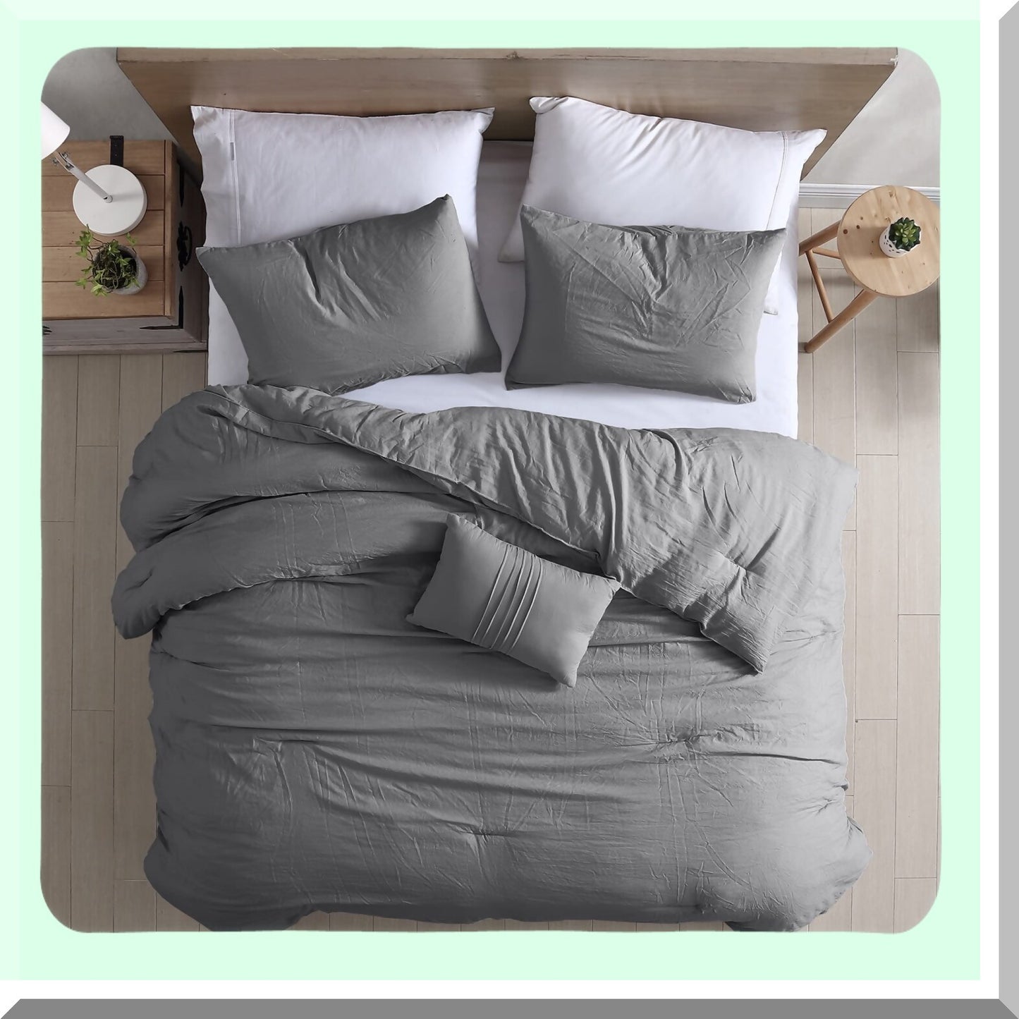 Elegant Brushed Microfiber Comforter Set - All Season Bedspread with Down Alternative Fill - Luxurious Queen Size Bedding in Grey - Includes Shams and Decorative Pillow
