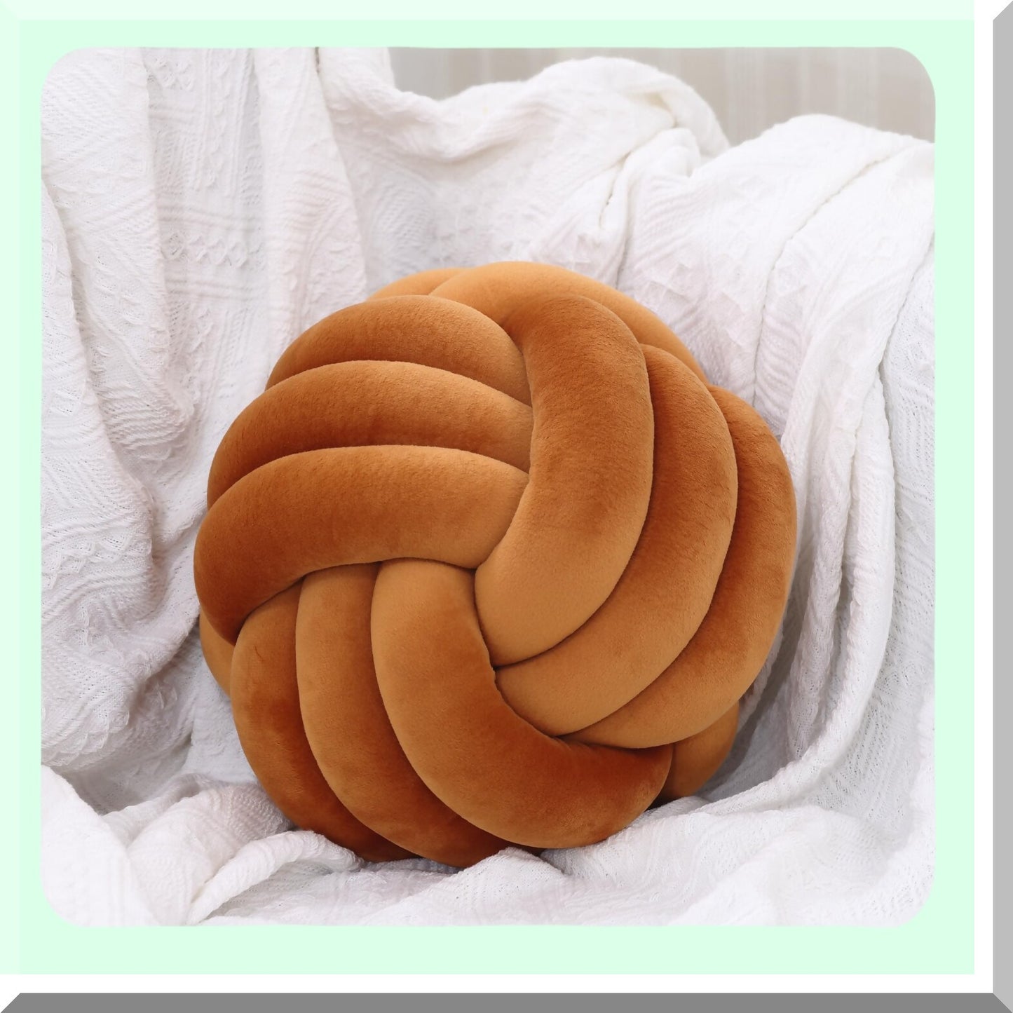 Aesthetic Knot Ball Cushion - Round Caramel Throw Pillow for Home Decor - 8inch Decorative Accent Pillows