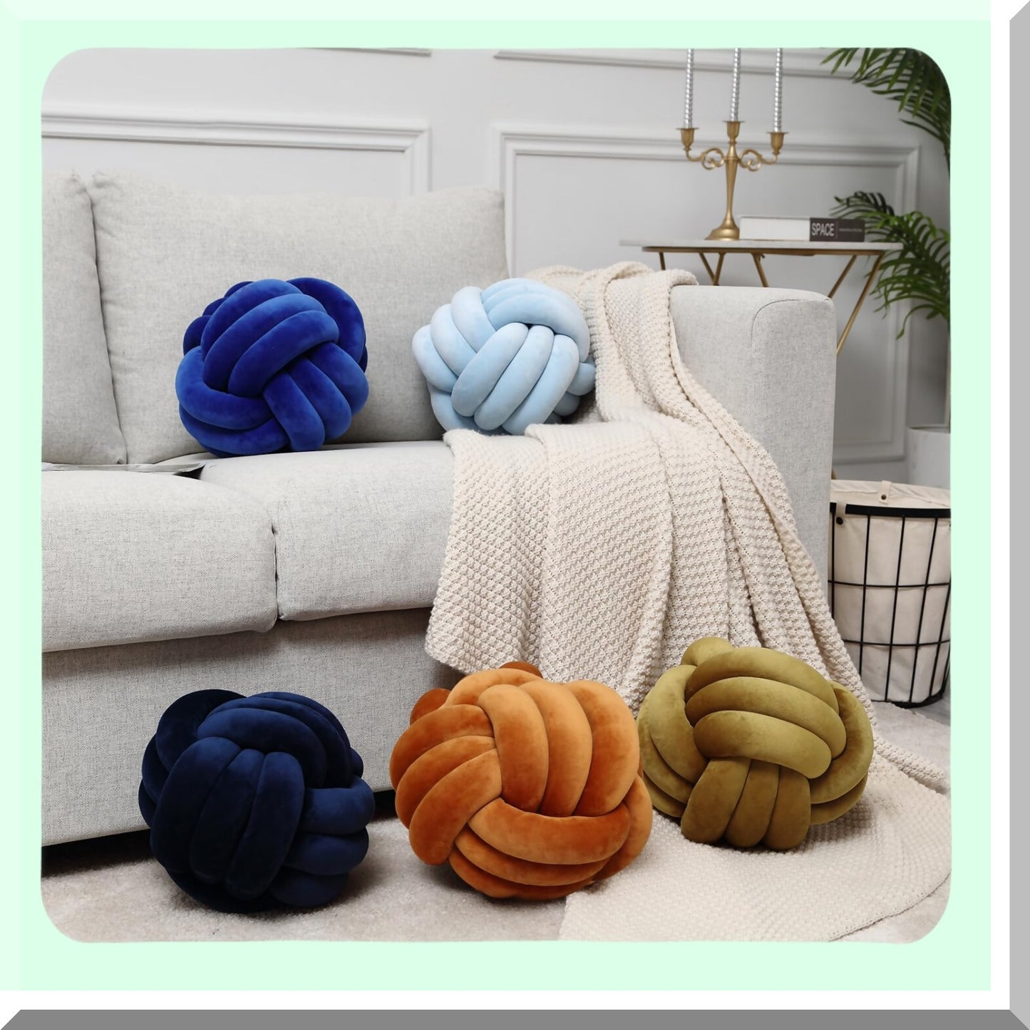 Aesthetic Knot Ball Cushion - Round Caramel Throw Pillow for Home Decor - 8inch Decorative Accent Pillows