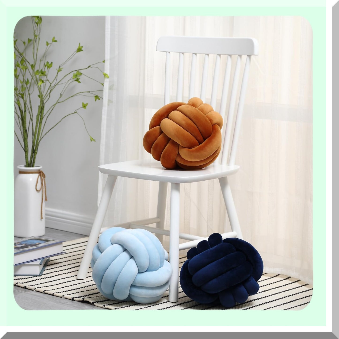 Aesthetic Knot Ball Cushion - Round Caramel Throw Pillow for Home Decor - 8inch Decorative Accent Pillows