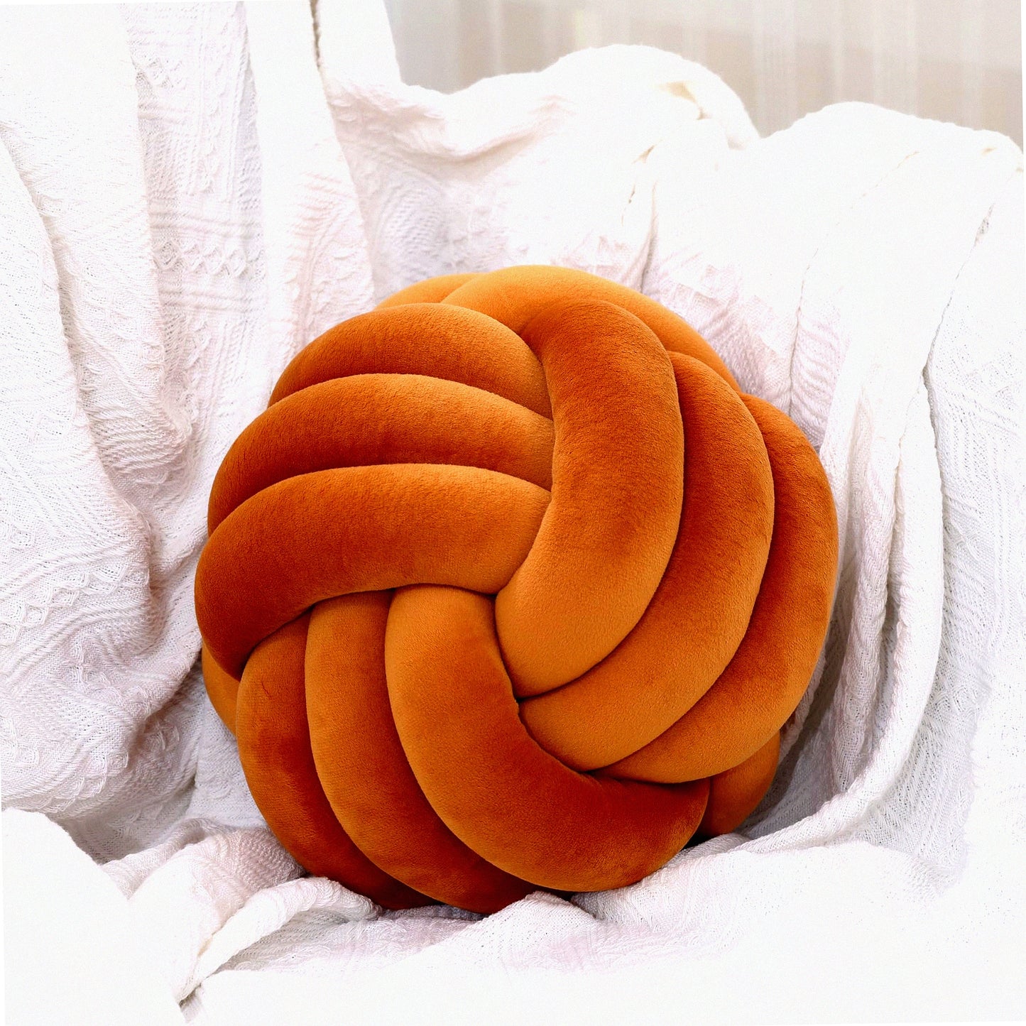 Aesthetic Knot Ball Cushion - Round Caramel Throw Pillow for Home Decor - 8inch Decorative Accent Pillows