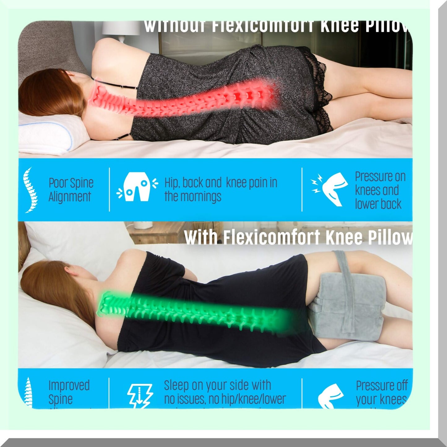 OrthoSleep Memory Foam Knee Hip Leg Pillow - Customizable Thickness for Side Sleepers, Lower Back Pain, Sciatica Relief - Orthopedic Support for Better Sleep