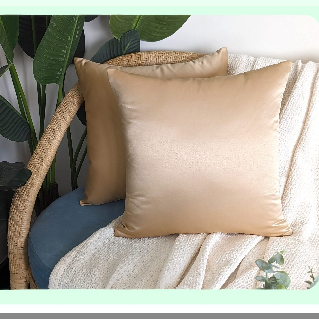Luxury Silk Nude Pillow Covers - Set of 2 Decorative Throw Pillow Covers with Zipper Closure for Couch Bed Car Sofa - Heavy Quality Toss Pillows