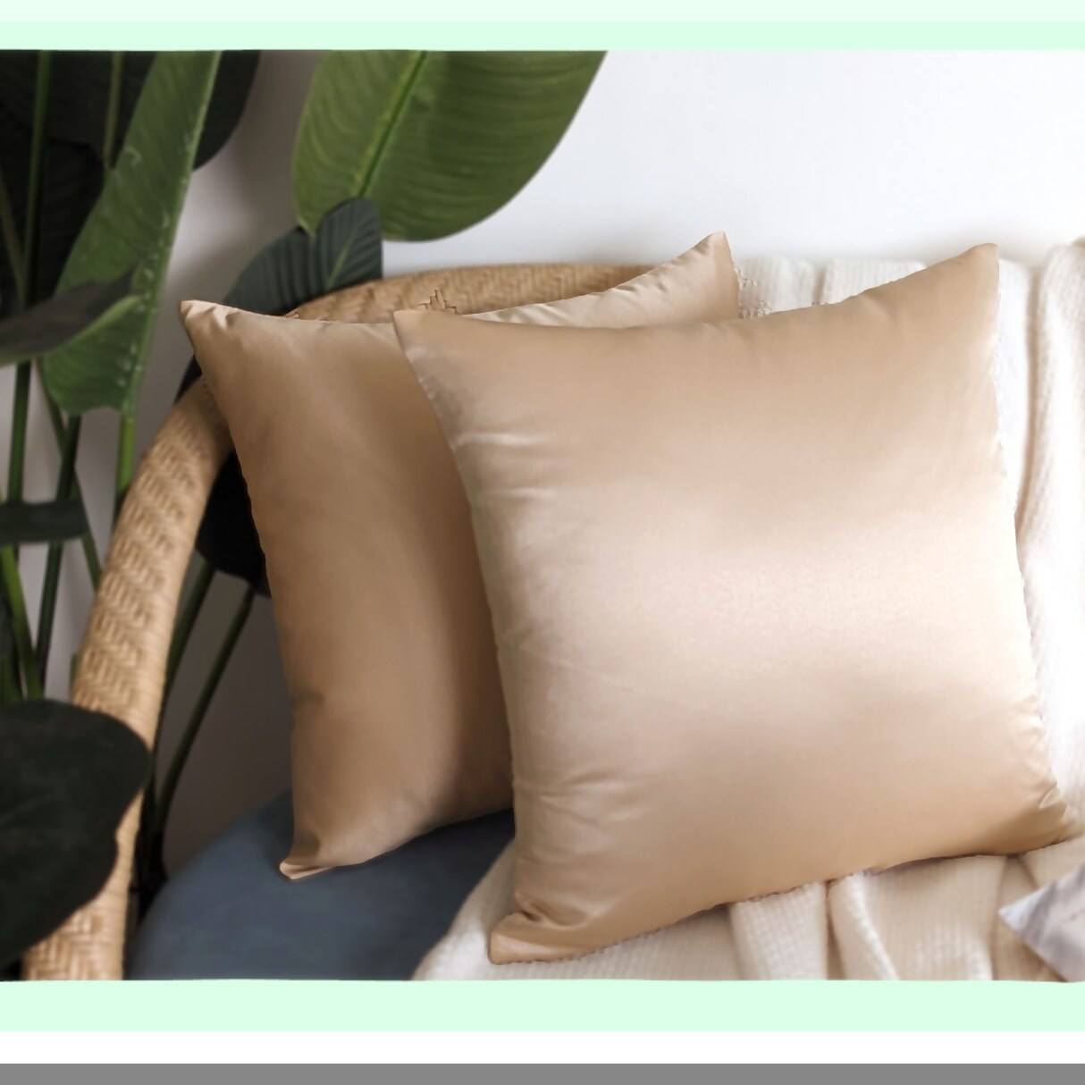 Luxury Silk Nude Pillow Covers - Set of 2 Decorative Throw Pillow Covers with Zipper Closure for Couch Bed Car Sofa - Heavy Quality Toss Pillows