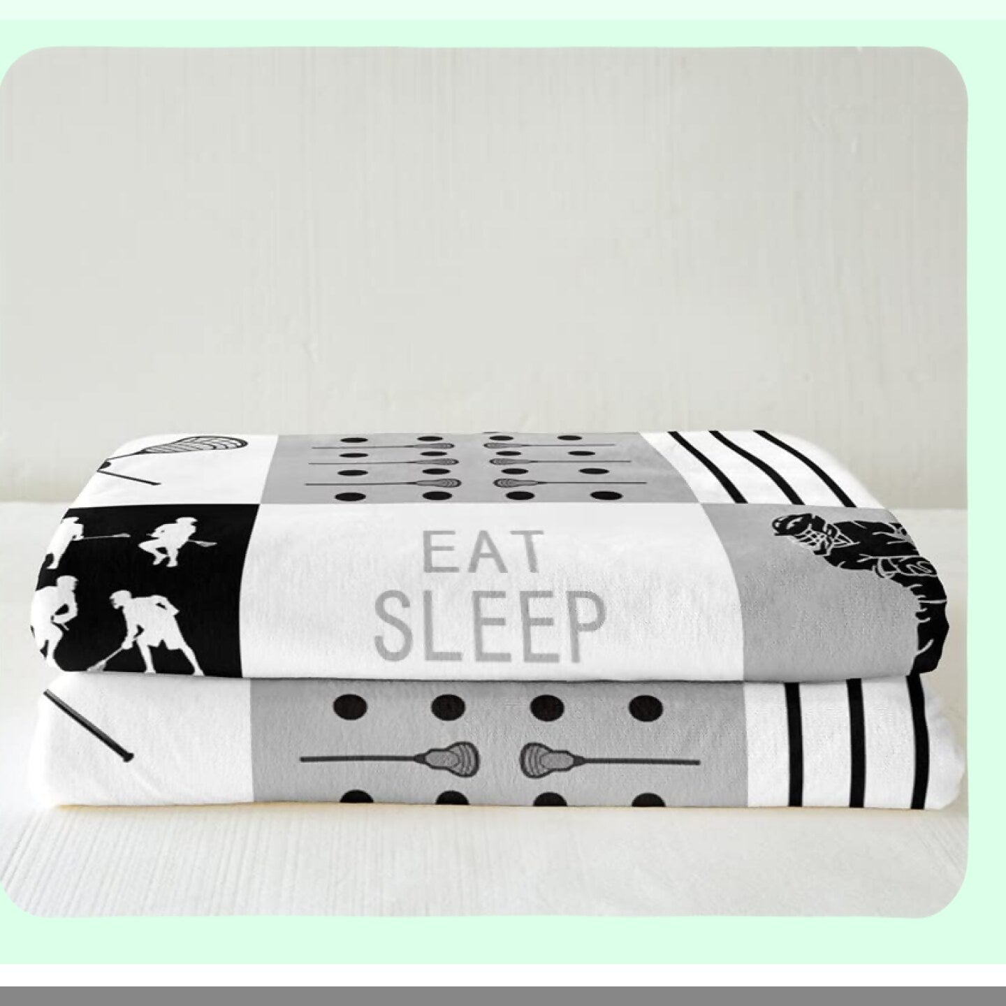 Lacrosse Dream Fleece Throw - Cozy Sherpa Blanket for Lacrosse Lovers, 50"x60" Black & White Plush Blanket, Perfect Sports Game Gift, Decorative and Fuzzy Comfort