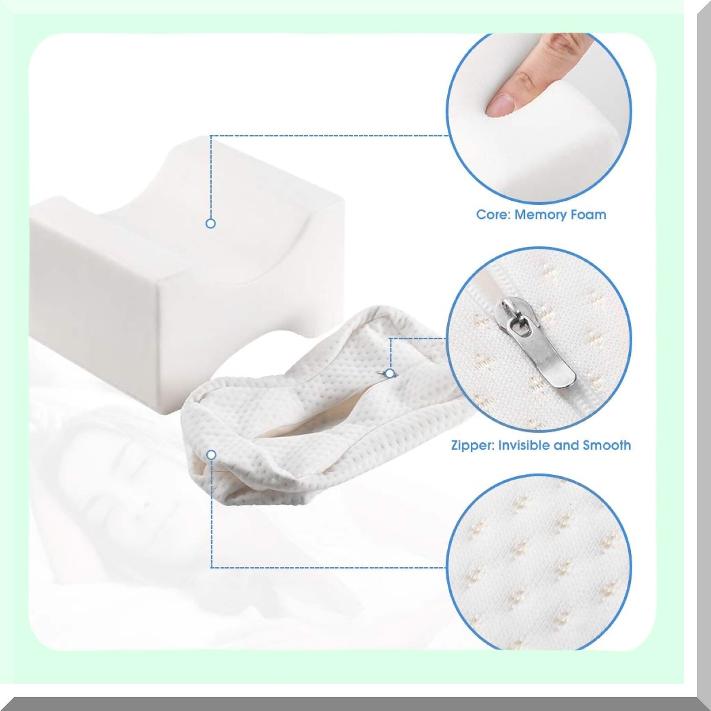 SleepEase Orthopedic Knee Hip Leg Wedge Pillow - Side Sleeper Support for Hip & Back Pain Relief - Ergonomic Sleeping Aid