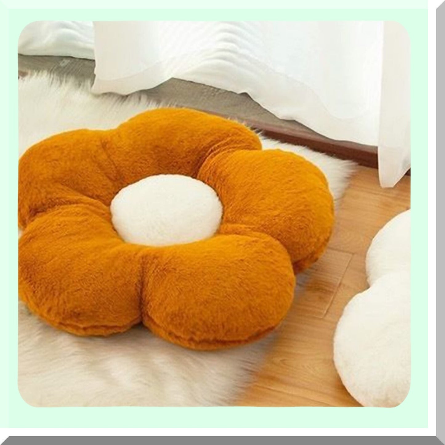 Cozy Bloom Floor Pillow - Casual Comfort Cushion for Office, Living Room, and Bed Decor - Soft Plush 50cm Brown Flower Cushion