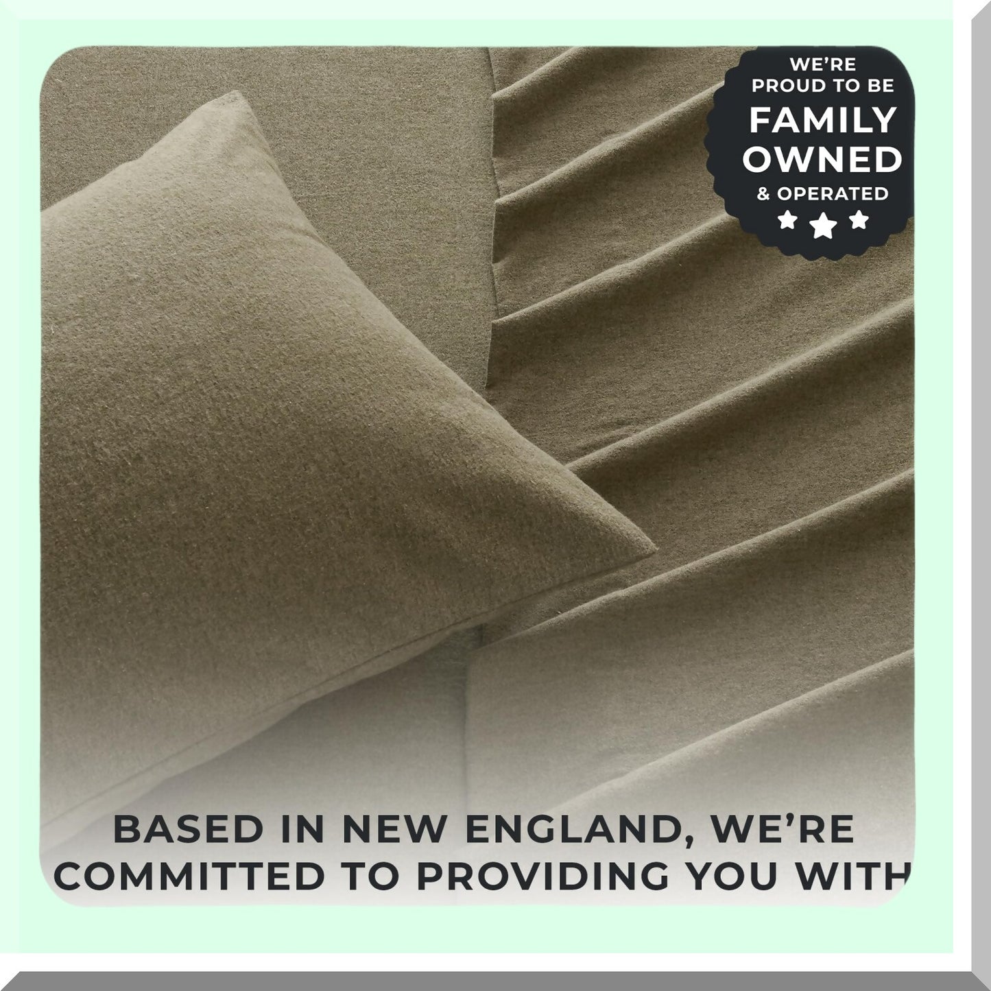 Olive Bliss Cotton Blend Flannel Sheet Set - Queen Size | 4 Piece Bedding Set with Pillowcases | Double Brushed for Softness | Heathered Olive Color | Warm and Cozy Sheets